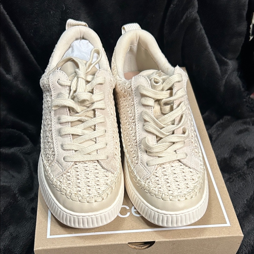Dolce Vita Cream Woven Sneakers